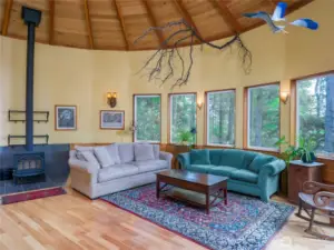 Living room, wood stove