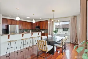 Dining is also open to the large kitchen