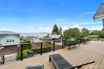 Massive 600+ sq ft deck overlooking the Sound and Olympics