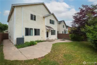 Your private, fully fenced back yard backing up to a green belt.