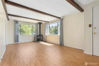 Living room w/ view of the pond