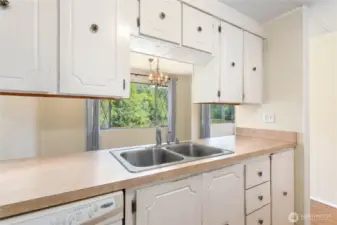 Super usable kitchen, open to dining