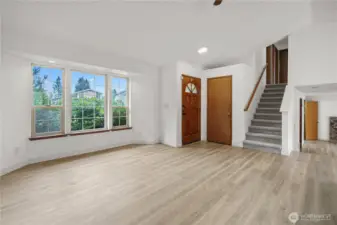 Bright living room with new lvp flooring