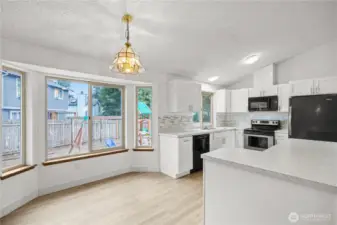 Dining area and island