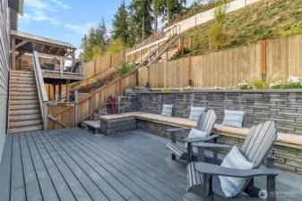 Lower deck area leads to upper deck and up stairs to incredible view of Mt Baker, Cascade Range