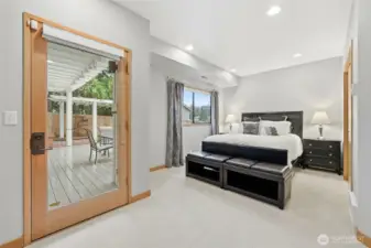 Lower level bedroom with access to exterior.