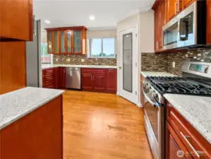 Custom cabinetry provides style and storage.