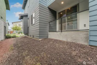 Slider door enters dining/kitchen area