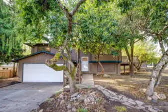 Double garage and driveway, good of street parking, more space left of garage.