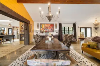 The ample dining room nestled comfortably between the kitchen and family room making entertaining a breeze