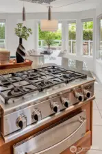 6 Burner DCS cooktop with warming drawer
