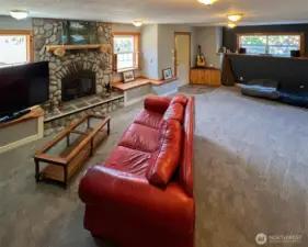 Family Room w/ exterior door and Propane fireplace