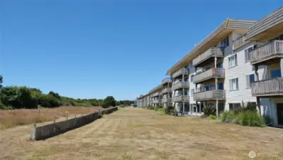 The Backyard of the Polynesian Hotel Condo (this property backs the Dunes Area as shown to the left in this picture).
