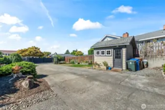Shed and driveway
