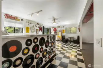 You are now going back in time, to a nostalgic Era.  Every detail celebrates the charm of yesteryear! The vintage records set the tone for a playful and retro atmosphere.  The Soda counter is perfect for serving up treats and entertaining friends.  This one-of-a-kind retreat delivers a fun, old fashioned vibe that feels like stepping into a 1950's soda shop.