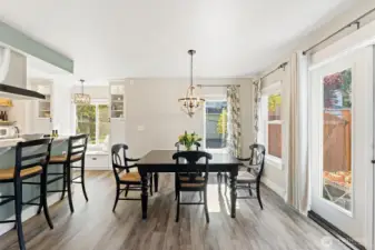 Dining room leads to patio