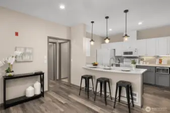 Room for a dining table plus bar seating