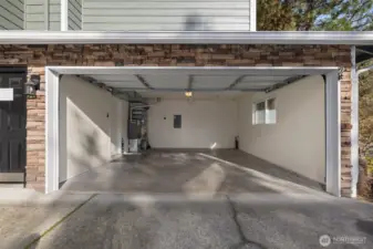 Spacious 2 car garage with direct access to living room.