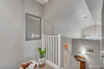 Welcoming landing at the top of the stairs.