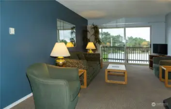 Living room with peekaboo view of the Ocean.