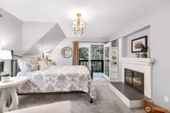 Wood burning fireplace.