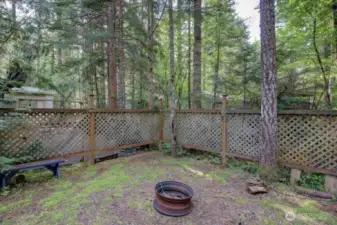 Privacy with fence and mature trees surrounding