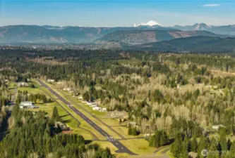 Airstrip and stunning views of the Cascade Mountains