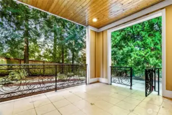 Private balcony on lower floor