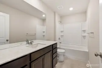 Roomy bathroom countertop.  Pictures are for representational purposes only. Materials and colors may vary,