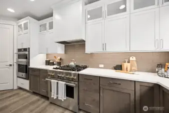 Huntwood cabinets with pull out shelves.