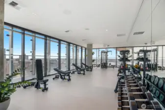Extra endorphins from working out to  panoramic views of Seattle
