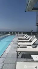 Heated pool with views of the iconic Space Needle