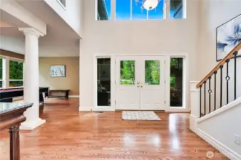 Vaulted entry with tons of natural light
