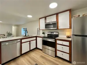 Kitchen with custom wood cabinets - will last longer than the house!