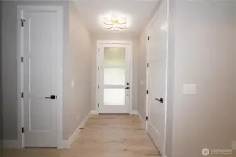 An insulated, frosted glass door greets you as you enter