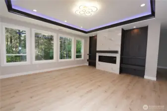 Get cozy with the gas fireplace.