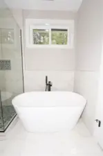 Relax in the large soaking tub.