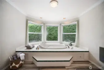 Deep Jetted Soaking Tub With Natural Light Pouring In