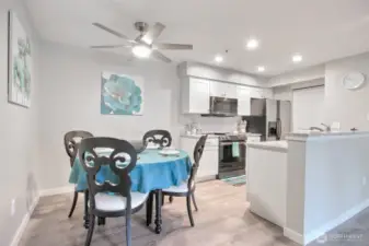 A quaint dining area big enough to seat 4 people comfortably, making your dining experience a divine way to break bread together.