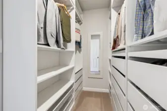 Primary walkin Closet with Custom Cabinets