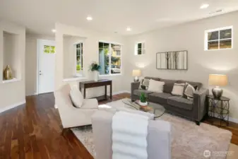 Greatroom with seamless flow to kitchen and dining