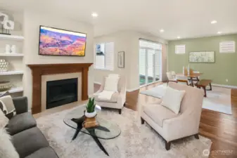 Greatroom with seamless flow to kitchen and dining