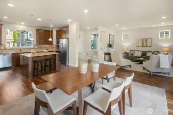 Greatroom with seamless flow to kitchen and dining