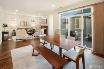 Greatroom with seamless flow to kitchen and dining