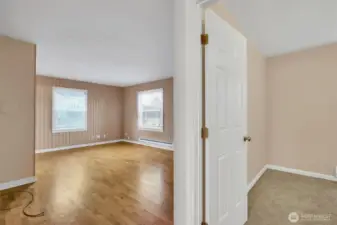 Bright bedroom with simple layout and easy furniture placement.