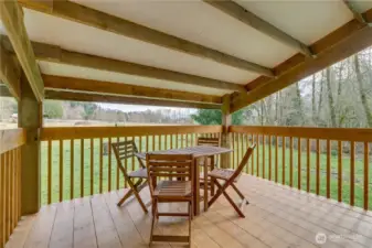 Owners created this nice deck which is accessed from the upper level of the shop.