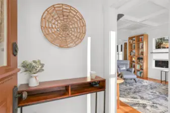 There is a small entry vestibule welcoming you into the home