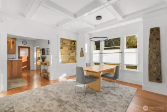 Built in details like the bookshelves are perfect for special items and art