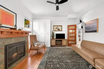 The cozy den is located off the left side of the entry and is currently used as a TV room but could easily be a second main floor bedroom if needed.