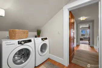 The laundry is conveniently located upstairs off the hallway between the second and third bedrooms